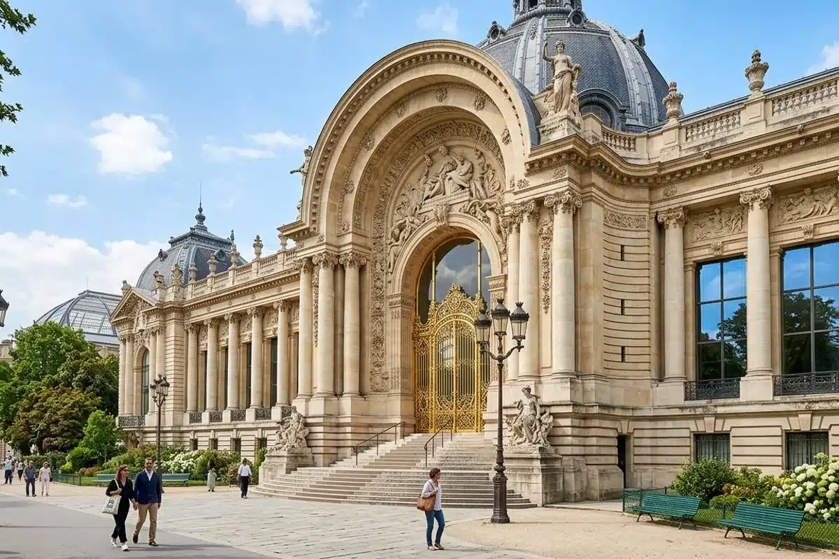 Façade classique d'un musée municipal de Paris par une journée ensoleillée