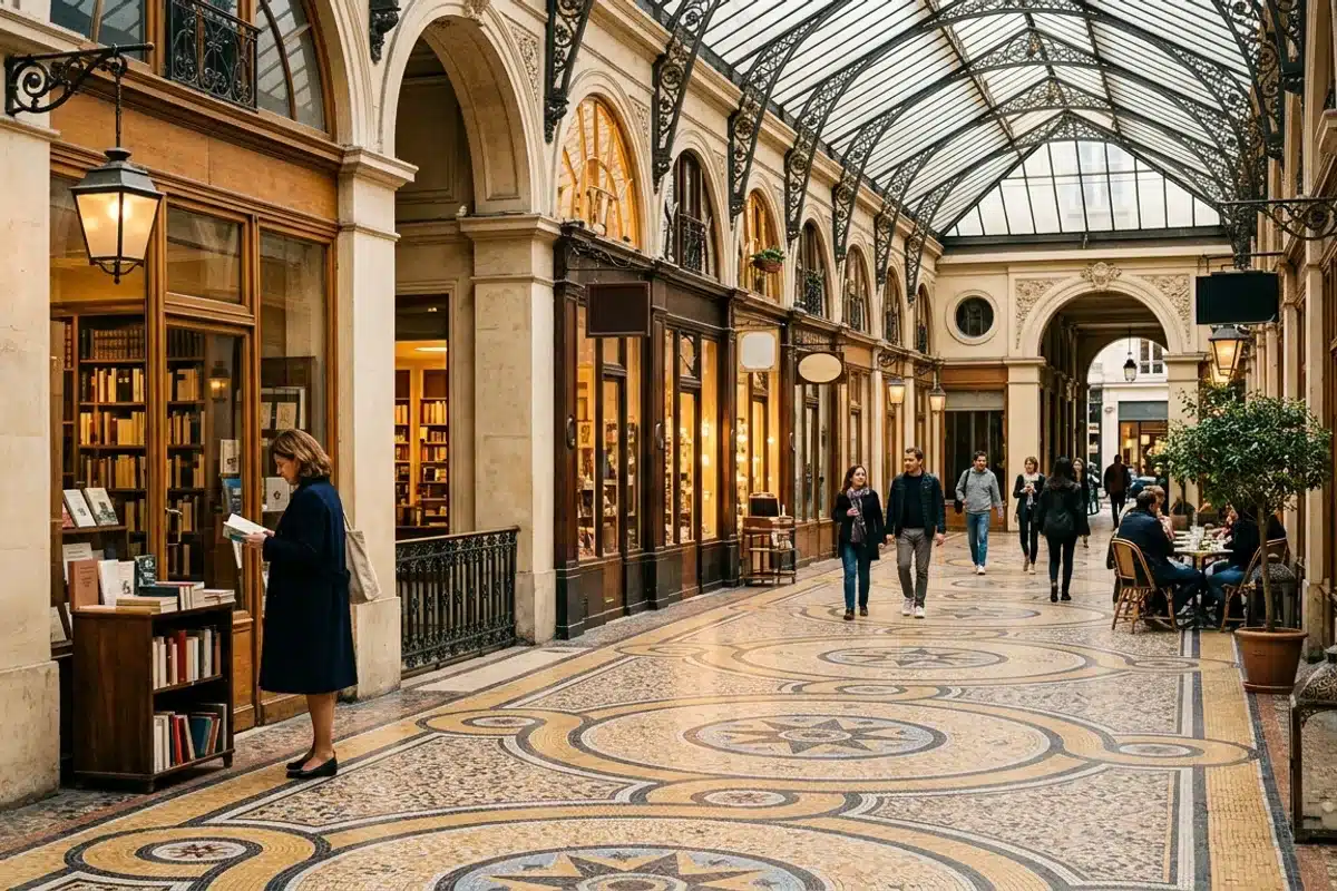 Passage couvert parisien Intérieur d'un passage couvert parisien du XIXe siècle avec verrière