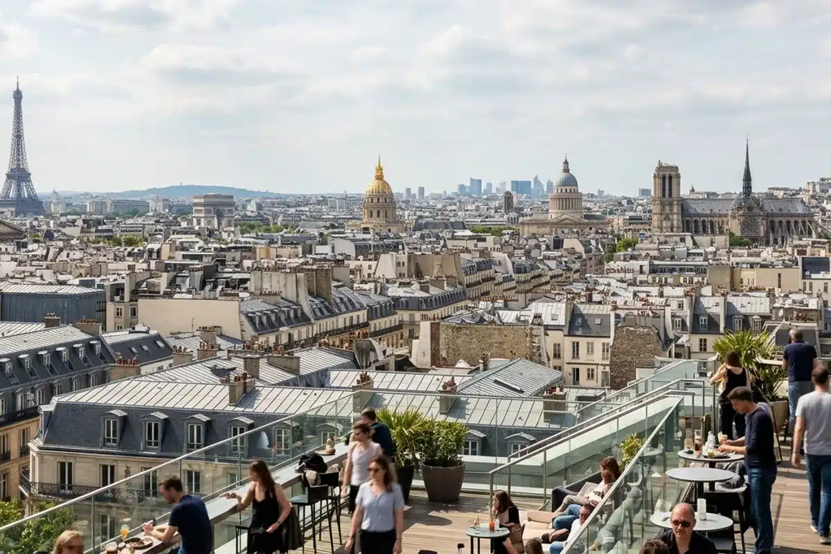 Vue panoramique sur les toits de Paris Vue panoramique sur les toits de Paris depuis une terrasse de grand magasin