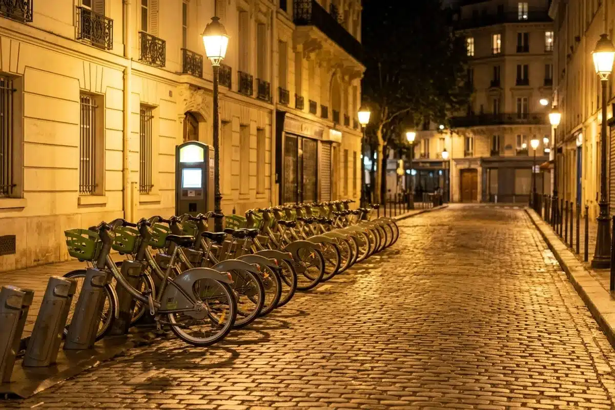 Vélib' disponible 24h/24 à Paris Station Vélib' de nuit à Paris