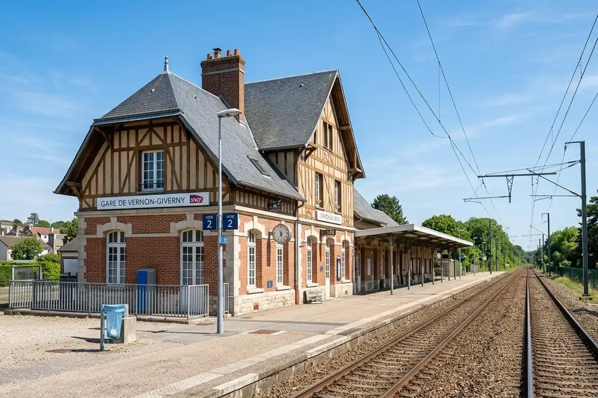 La gare de Vernon-Giverny, accessible en 45 minutes depuis Paris Saint-Lazare pour visiter Giverny